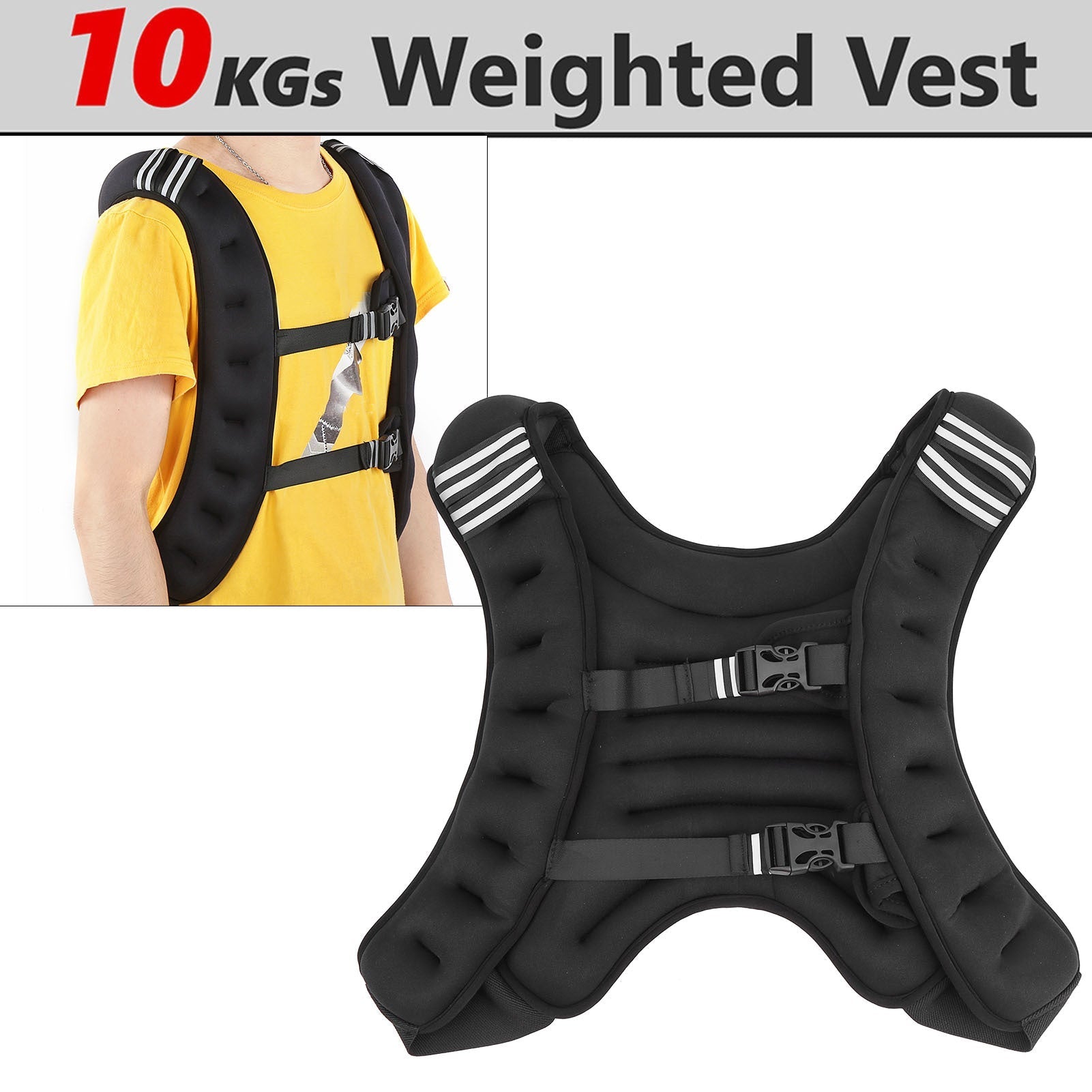 Weighted Vest for Strength Training with Adjustable Buckles, 10.3KG(Black)