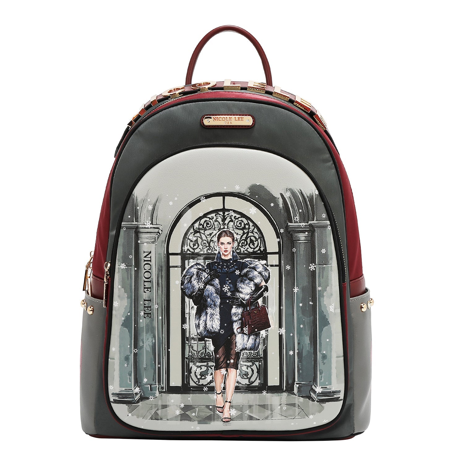 Nicole Lee " Snowflake " Backpack - Mochila artìstica con puerto USB integrado