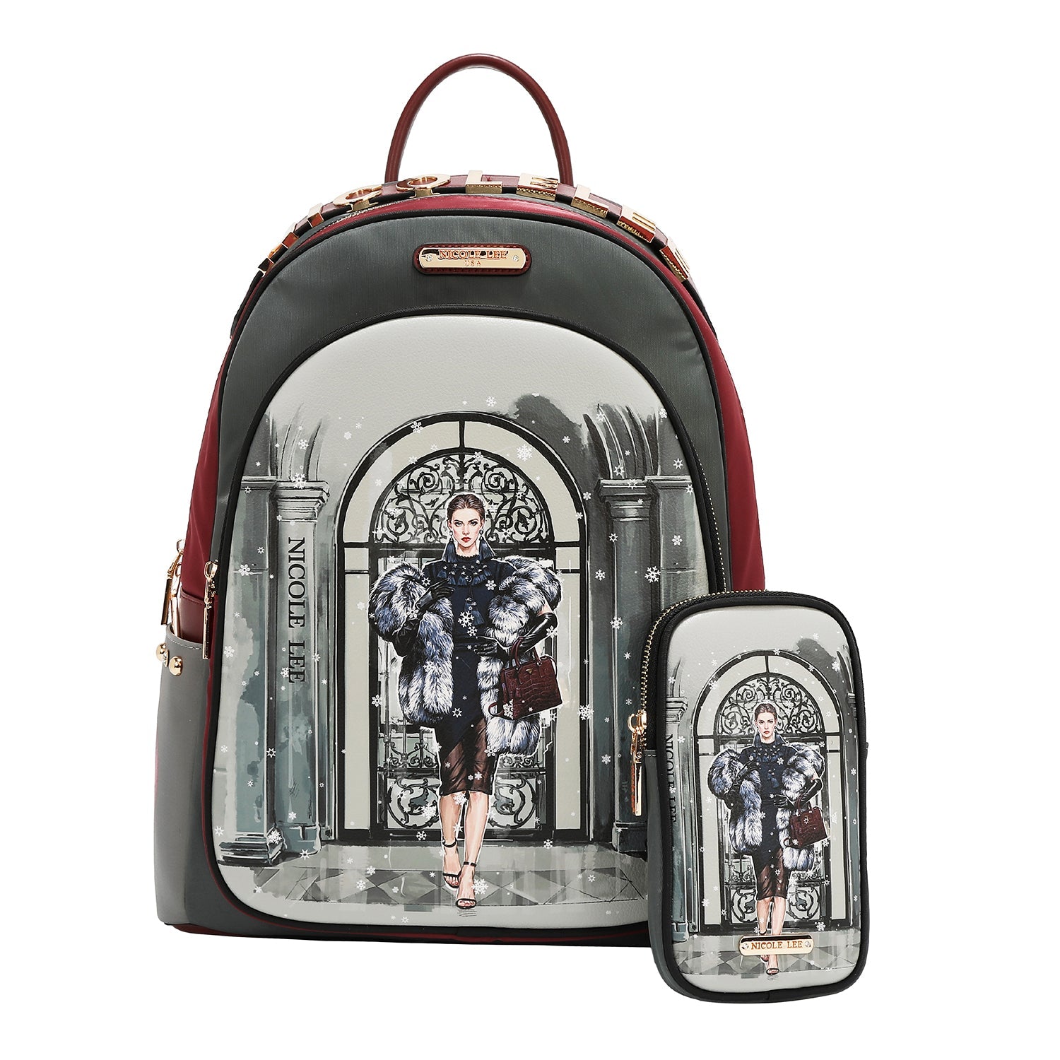 Nicole Lee " Snowflake " Backpack - Mochila artìstica con puerto USB integrado