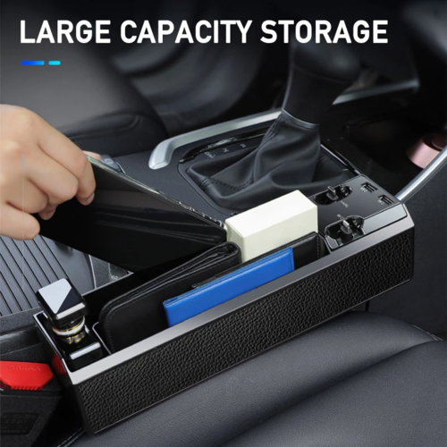Car Seat Side Organizer with Fast Charging Cable - Premium Car Gap Storage Box
