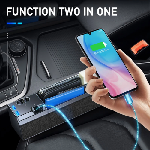 Car Seat Side Organizer with Fast Charging Cable - Premium Car Gap Storage Box